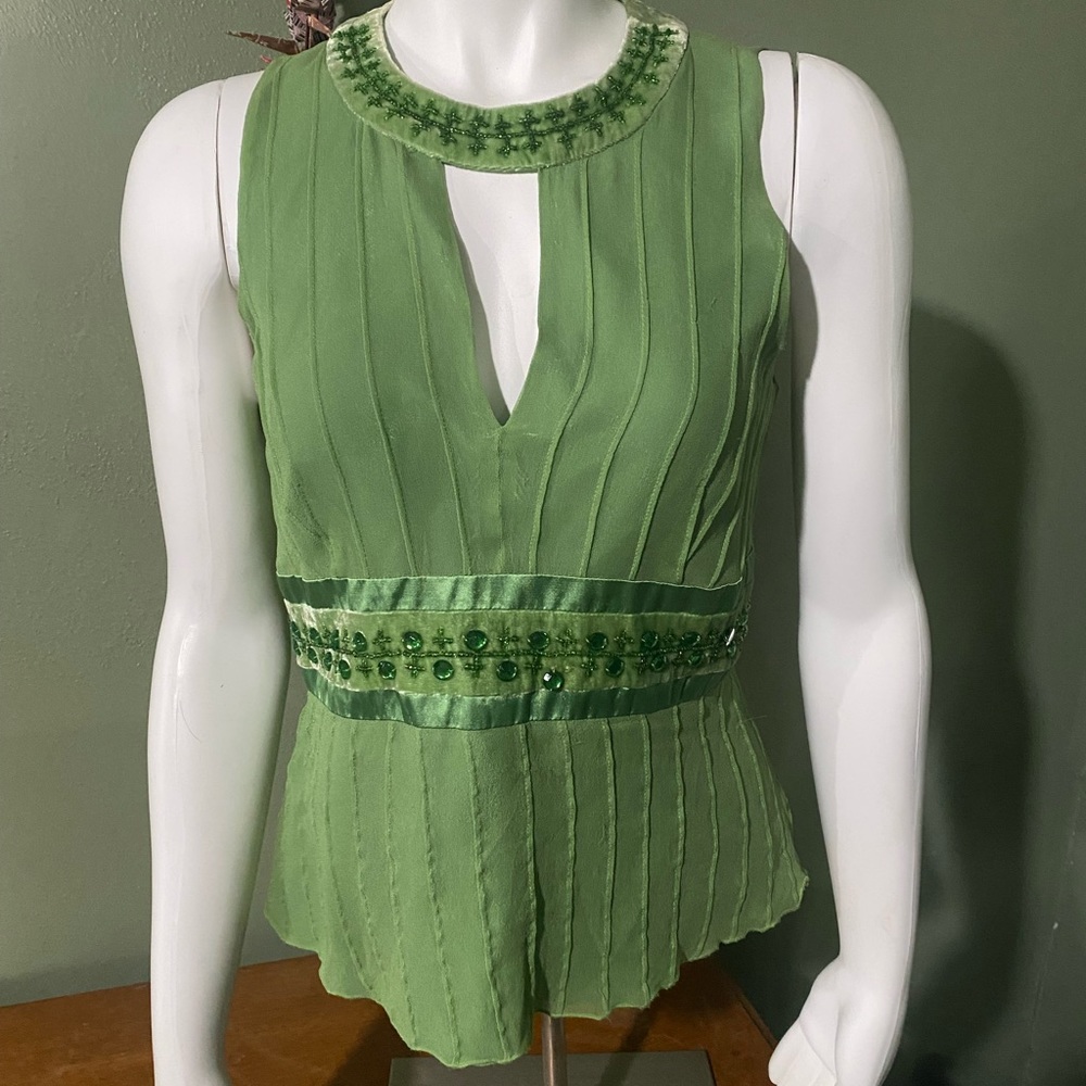 Vintage 90’s, Spenser Jeremy elegant green sleeveless silk blouse